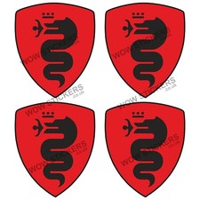 Car sticker x4 Alfa Romeo Red Shield 75x75mm decals Car bumper window panel