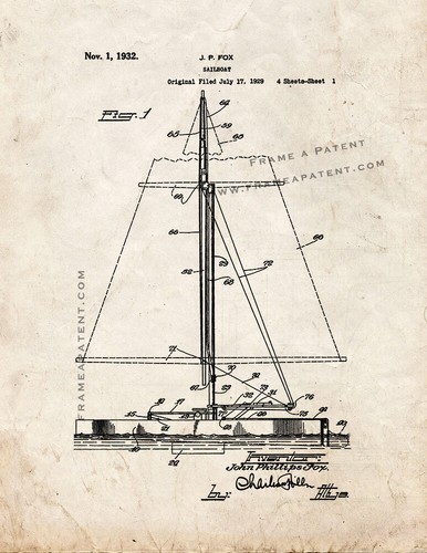 Sailboat patent print old look - print,