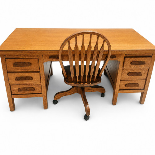 Antique 1920s oak executive - oak,