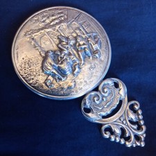 CHARMING VINTAGE DENMARK SILVER PLATED, HAND MIRROR, WITH EMBOSSED DESIGN