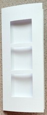 5 Double Fold White Card Blanks 74 x 175mm with 3 x 38mm Sq Apertures NEW