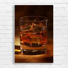 Warm Amber Whiskey Glass Original Canvas Print Large Picture Wall Art