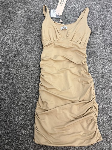Polly beige ruched - ruched, bodycon