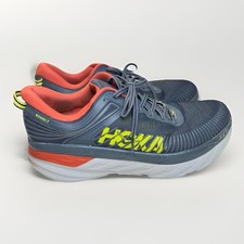 Hoka One One Bondi 7 Men Running Shoes Size 11.5 (2E Wide) Gray/Orange Sneakers