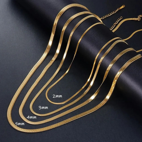 Gold plated flat snake chain - flat,