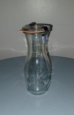 Rare Vintage Weck Rundrand Glas 60 Clear Glass Bottle Jar Strawberry 1/2 Litre