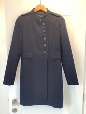 Zara Navy Military Coat with Grandad Collar