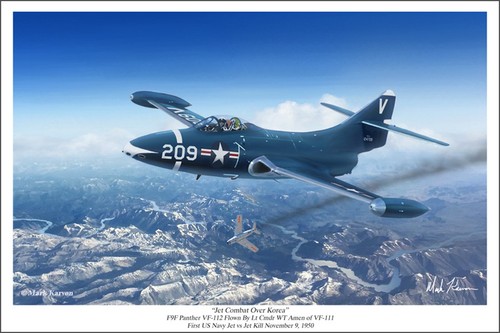 F9f panther aviation art print - f9f,