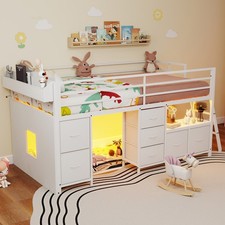 Low Loft Bed Twin Size with 7