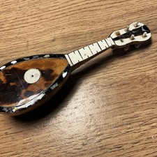 ANTIQUE 19th Century Carved TORTIE Shell MINIATURE Cabinet piece LUTE