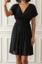 H&M Black V-Neck Pleated
