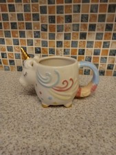 large unicorn Mug 3D Shaped Unicorn bulbous gold horn red blue yellow
