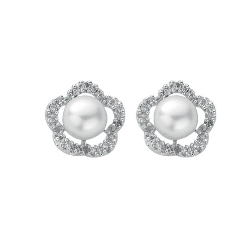 9ct white gold diamond pearl - gold, &
