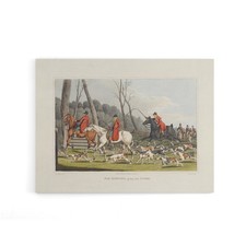 Fox Hunting Into Cover Painting Canvas Wall Art Print