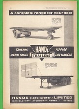 Old Magazine Advert 1963 - Hands Trailers - Tankers: Tippers: Low Loaders etc