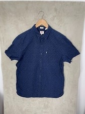 Men's Levis Short Sleeve Polka Dot Shirt Supima Size M Medium Blue Summer