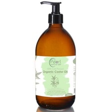 Castor Oil - 500 ml 100% Pure, Cold Pressed, Organic Glass Bottle with a Pump