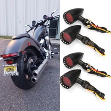4PCS Motorcycle Bullet LED Turn Signals Tail Light Red For Harley Chopper Bobber