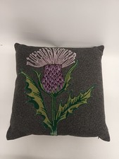 Malini Emily Flower Cushion Dark Grey With Purple/Lilac Flower 
