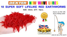 10 LIFELIKE SUPER SOFT RED EARTHWORMS 35mm BAIT WORMS TROUT PERCH DROP SHOT LRF
