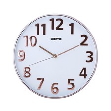 Round Wall Clock Non-Ticking Rose Gold Dial Analog Clock Bedroom Kitchen Office