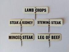5 X VINTAGE BUTCHERS MEAT COUNTER DISPLAY SPIKED TAG LABEL PLASTIC SIGNS (D)