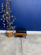 Vintage Black Vinyl Footstool