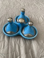 Vintage Moroccan Mini Tagine Triple Spice Holder Metal accents Herbal Pot