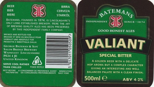 Beer bottle labels batemans - -,