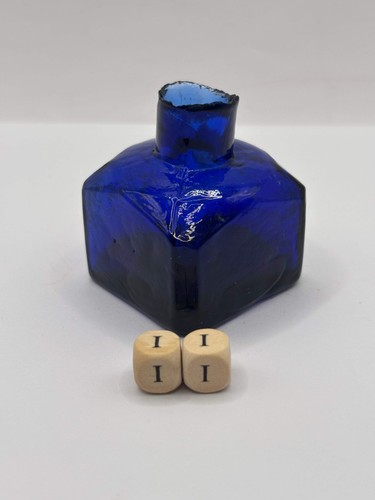 Old cobalt blue glass ink