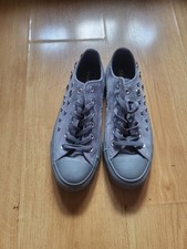 Converse All Star Grey Suede Studded Low tops size 6.5  preppy rock punk autumn 