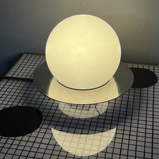 IKEA Simrishamn Table Wall Lamp Chrome Disc Base With White Opal Glass 