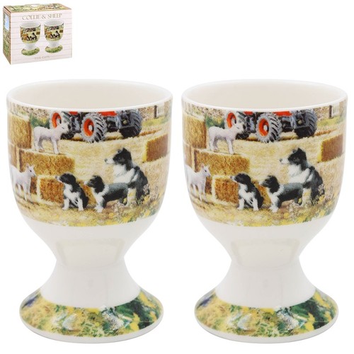 Egg cups collie sheep - &,