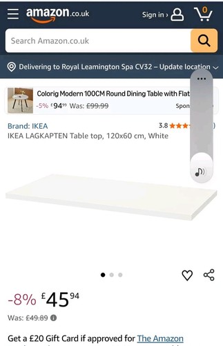 Ikea white desk top 140cm - top,