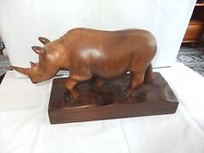Vintage Large Carved Wooden RHINO Sculpture Height 21x41x13 Weight 2.8 Kilos