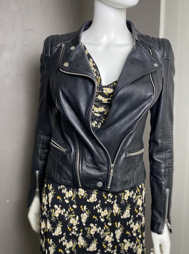 Leather biker jacket - leather, trf