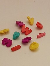 Set of Alphabet & Number Plastic Buttons Mixed Colours (A15)