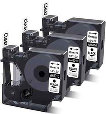3PK Dymo D1 Label Tape 45010 Black on White 12mm for Dymo Label Manager 160 280
