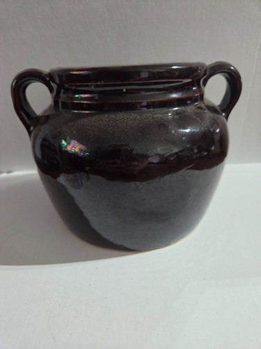 Dark brown ceramic pot - dark,