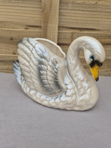Vintage swan planter ceramic - swan,