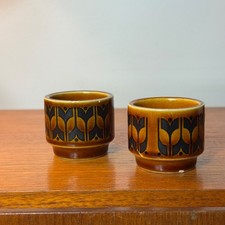 Hornsea Heirloom Egg Cups X2, Brown, Small, Mid Century Modern, CHIPPED