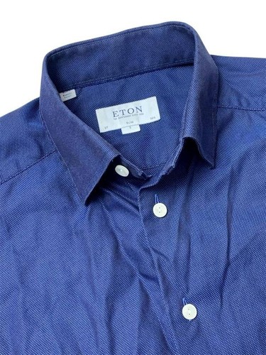 Men eton shirt navy - shirt, cotton