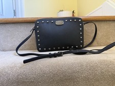 Michael Kors Black Saffiano Leather Black Studded Crossbody Bag In VGC