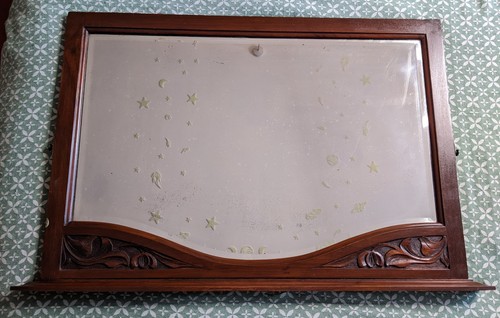 Antique overmantel mirror hand - mirror,