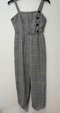 Primark Jumpsuit One Piece Playsuit Waist Waist Tie Size 10 Black Check Tartan