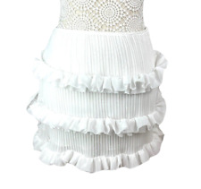 White Pleated Ruffle Skirt High Waist Mini Skirt Lined Women’s UK Size 8