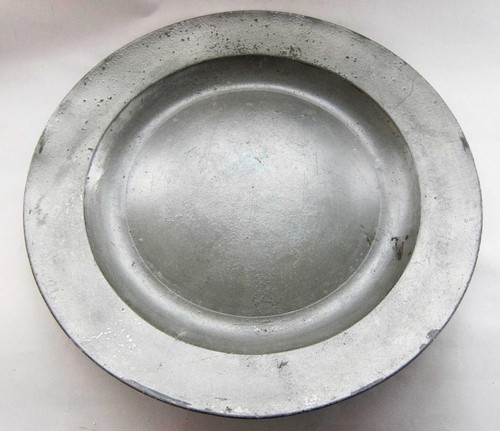 Big antique pewter charger - antique,