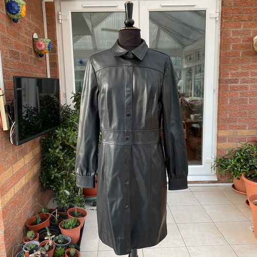 Black faux leather - black, coat