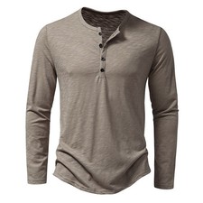 Men's T Shirts Long Sleeve T-shirt Mens Henley Neck Casual Daily Wear Basic Tops