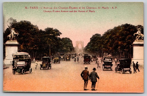 Postcard elysees avenue - avenue, horses
